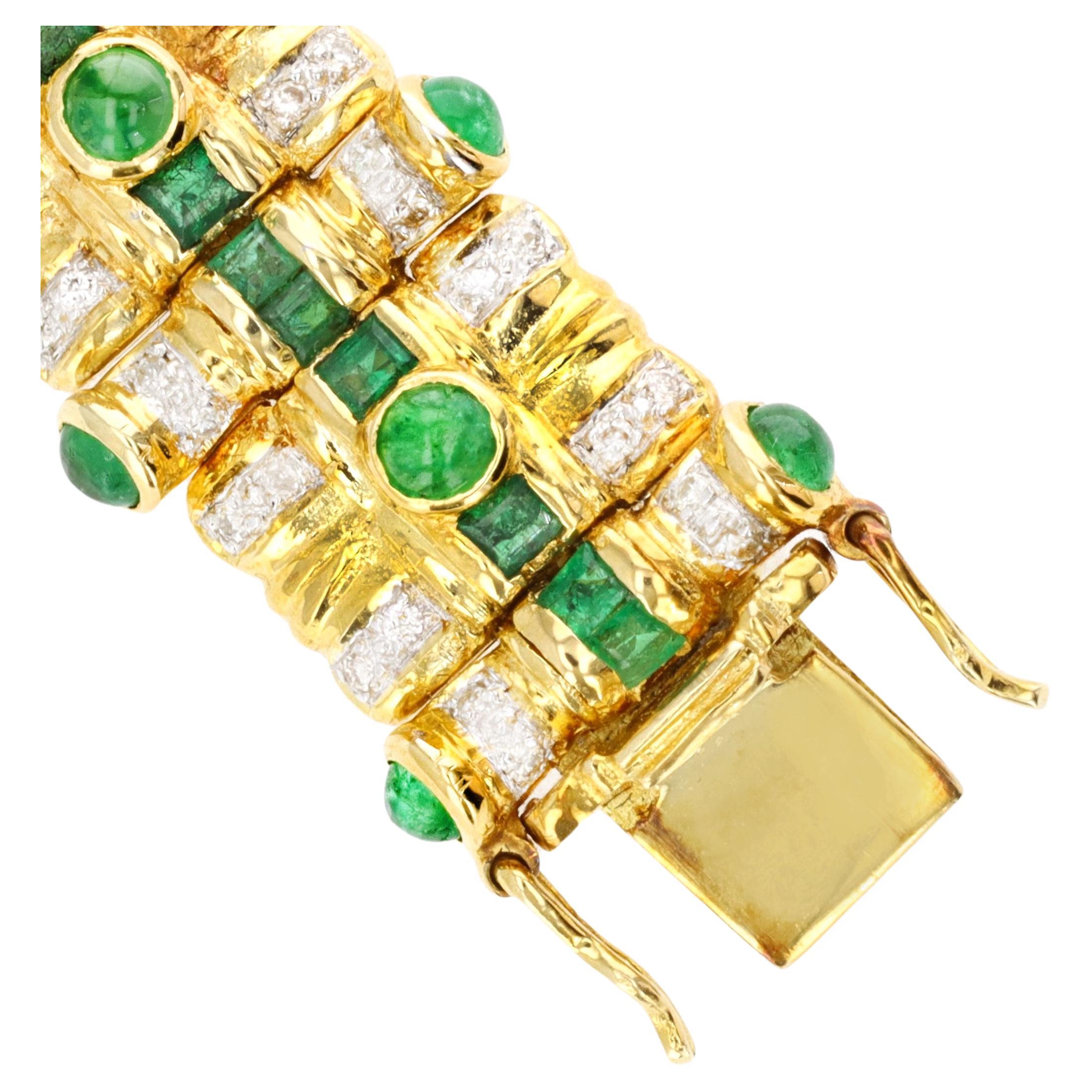 14 KT Gold Emerald and Diamond Bracelet 1