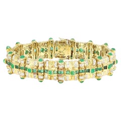 14 KT Gold Emerald and Diamond Bracelet