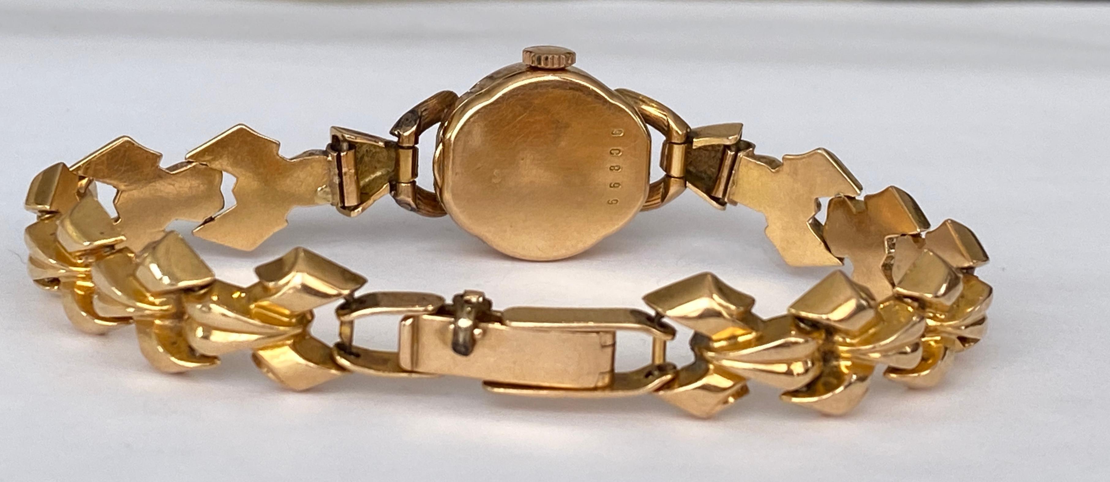 14 Kt Gold Ladies Art Deco Watch Zenith In Good Condition In AMSTERDAM, NL