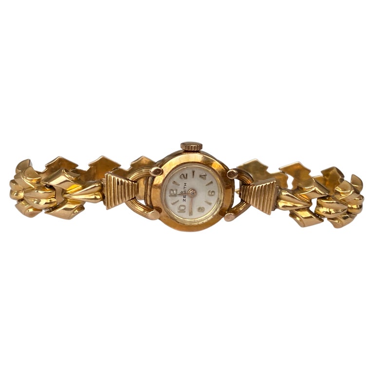 14 Kt Gold Ladies Art Deco Watch Zenith For Sale