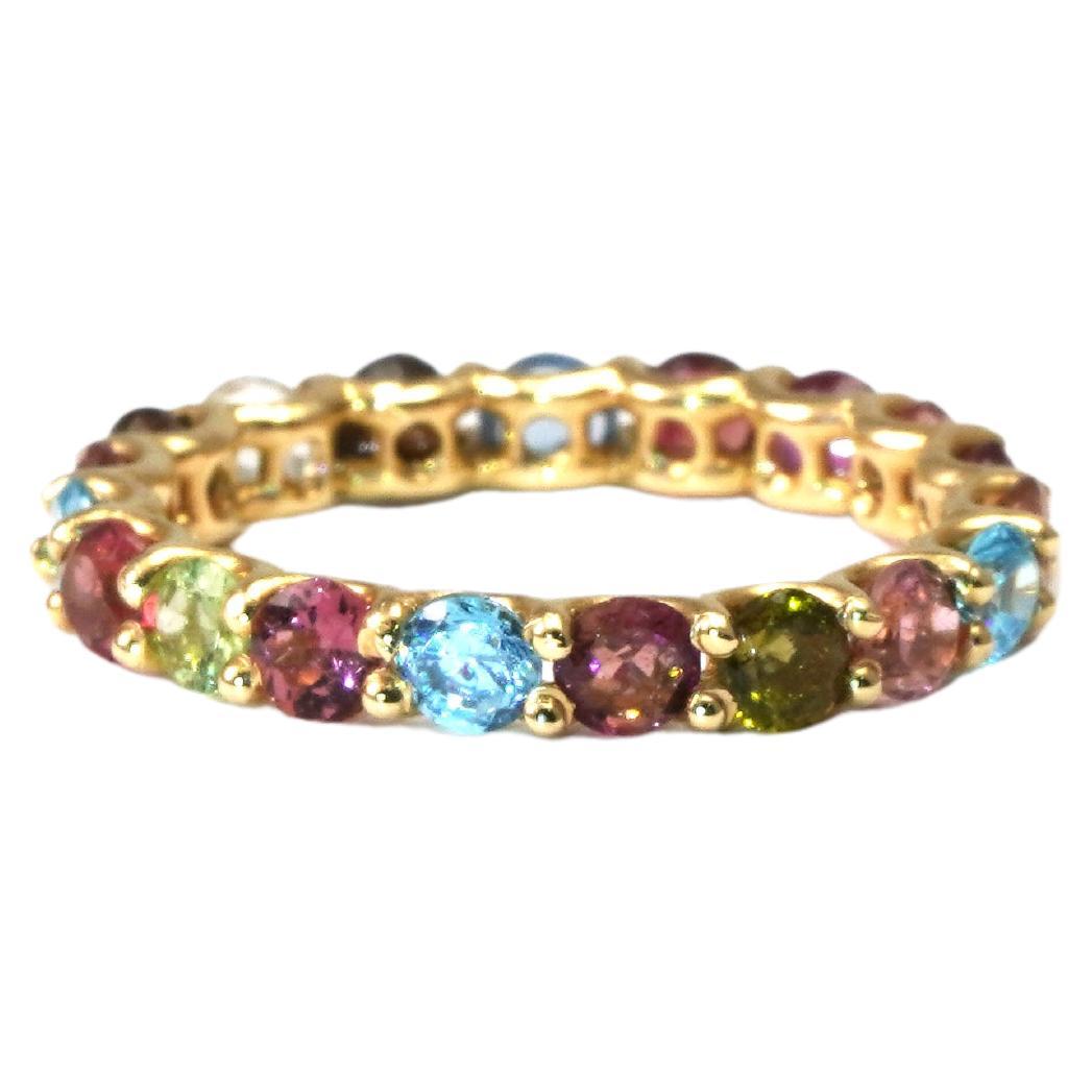 14 kt Gold Multicolor Tourmaline Ring For Sale
