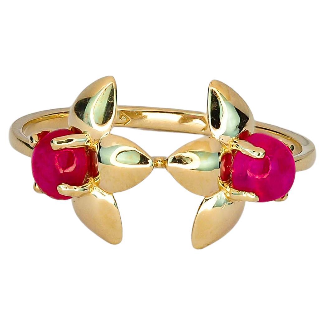 14k gold ring with double rubies