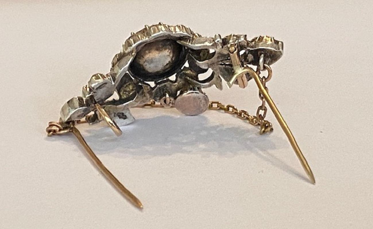 14 Kt. Gold, Silver Brooch with 3, 80 Ct Diamonds 1