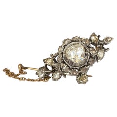 14 Kt. Gold, Silver Brooch with 3,80 Ct Diamonds