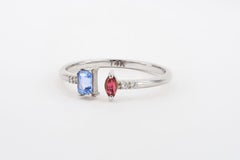 14 Kt. Gold, White Gold, Ring Sapphire, Ruby, Diamonds