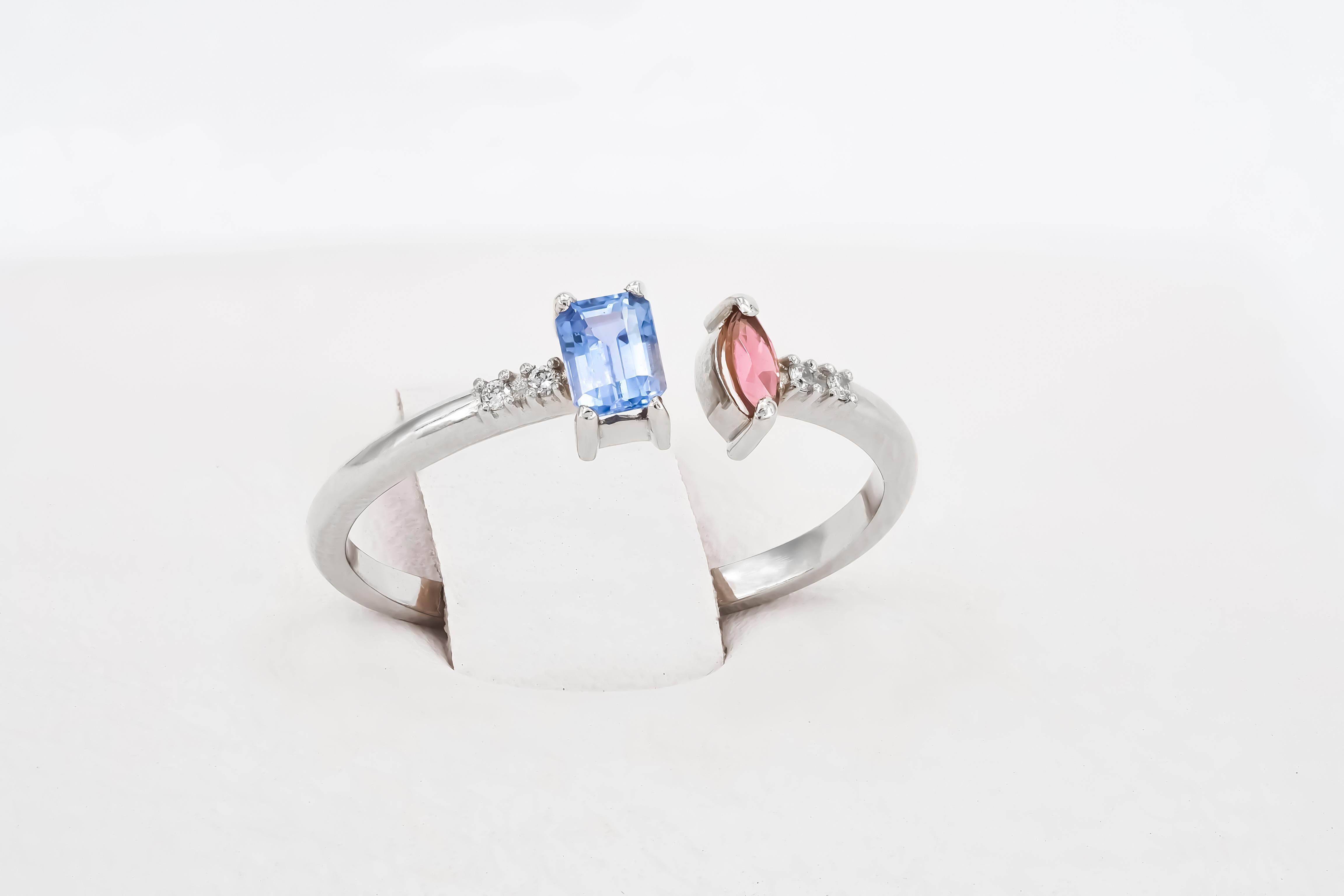 For Sale:  14 Kt. Gold, White Gold, Ring Sapphire, Ruby, Diamonds 5