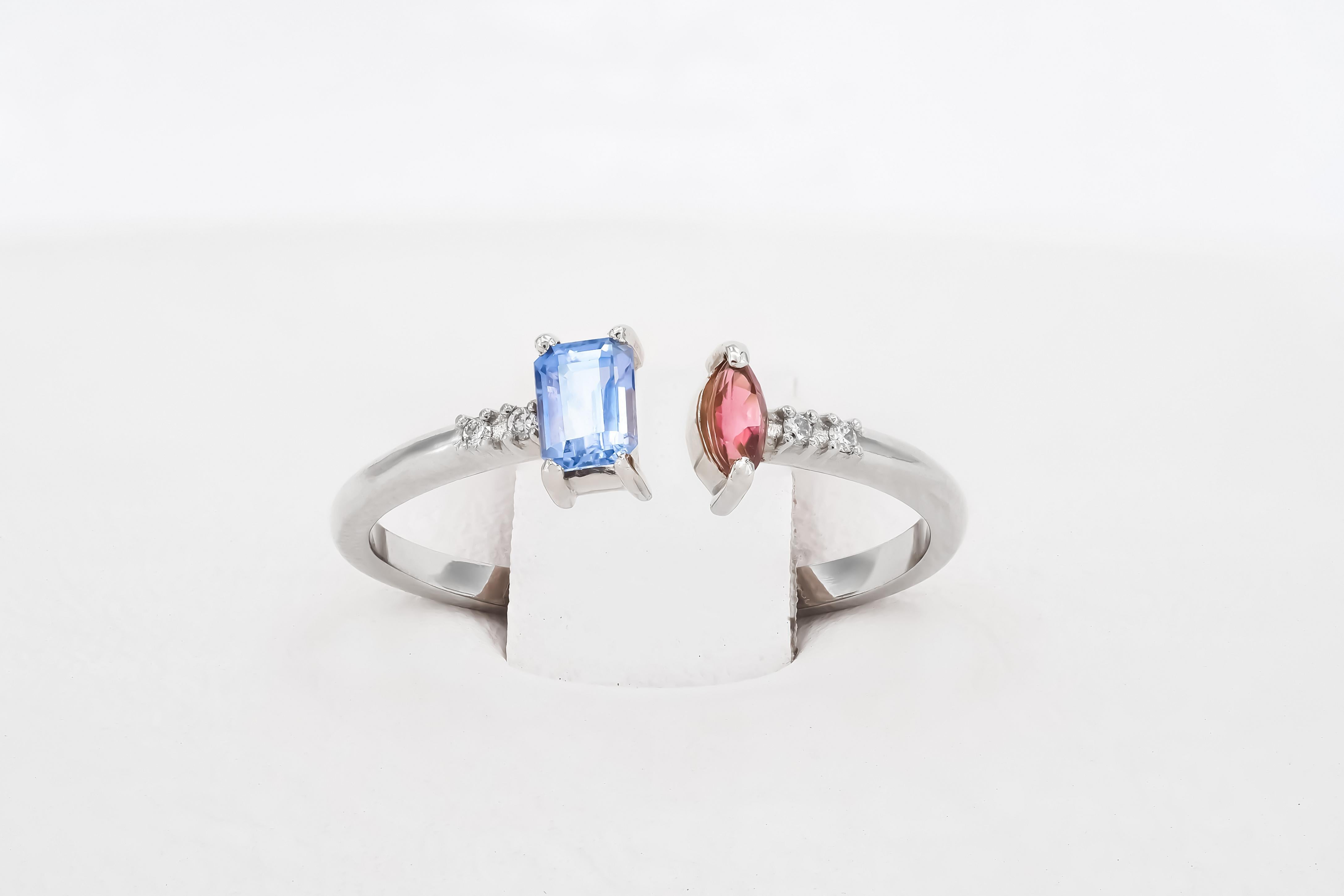 For Sale:  14 Kt. Gold, White Gold, Ring Sapphire, Ruby, Diamonds 7