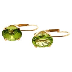 14 KT Peridot Lever Back Earrings