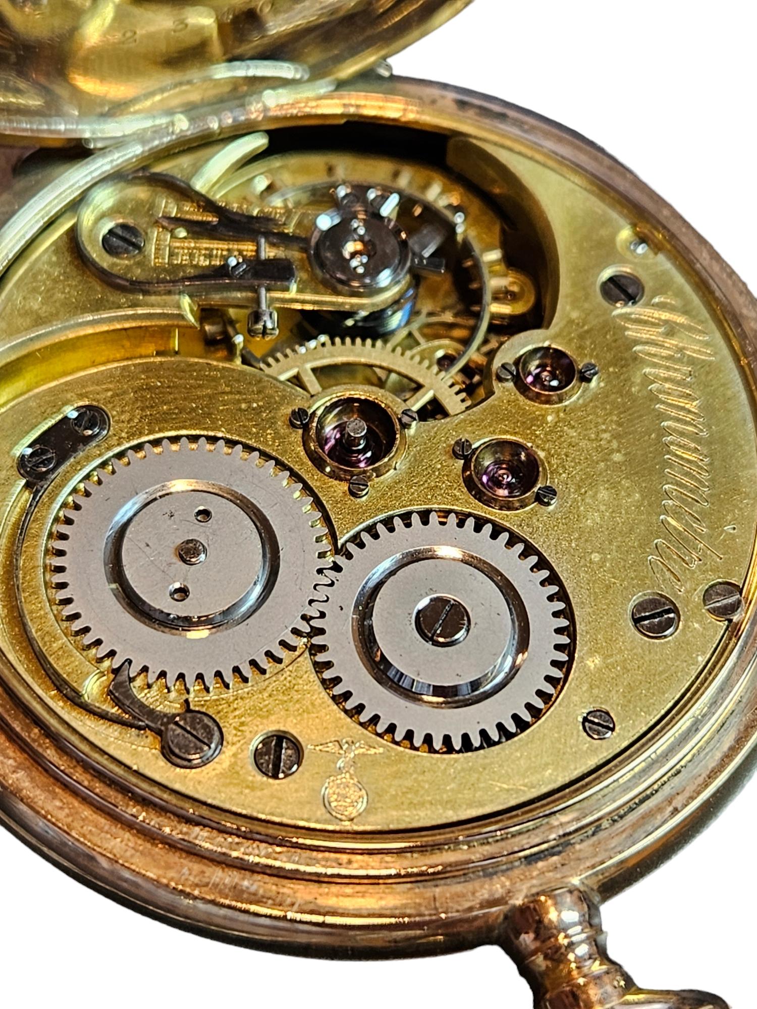 14 kt. Rosa Gold chronomètre Taschenuhr Unruhspirale Spiralfeder im Angebot 5