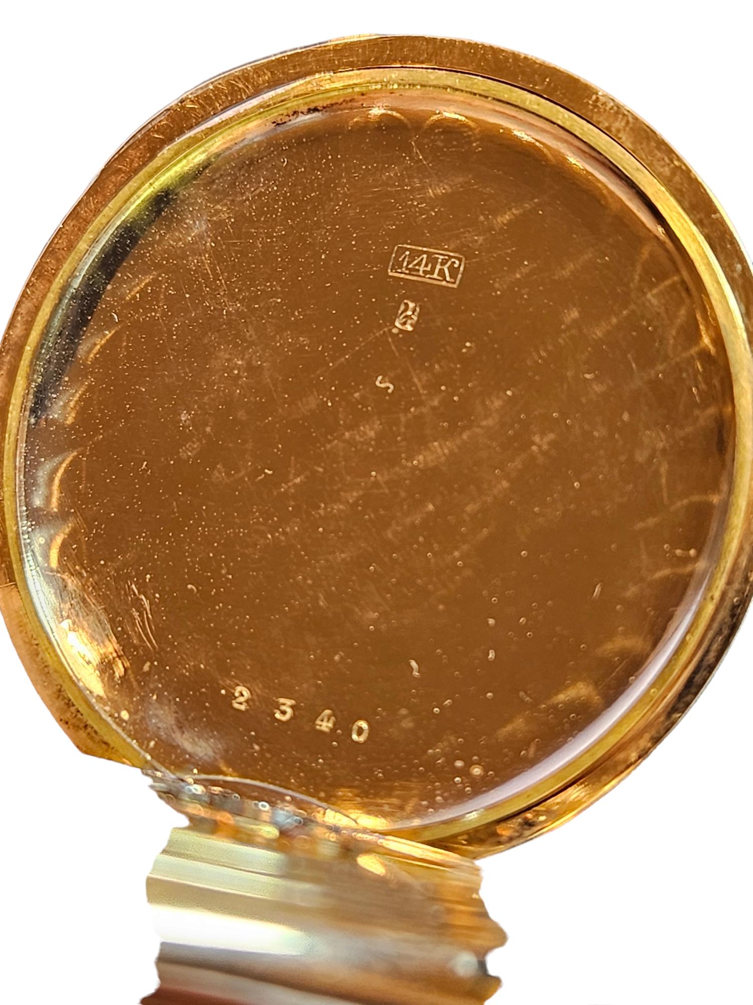14 kt. Montre de poche chronomètre en or rose Balancier à spiral Ressort hélicoïdal en vente 7