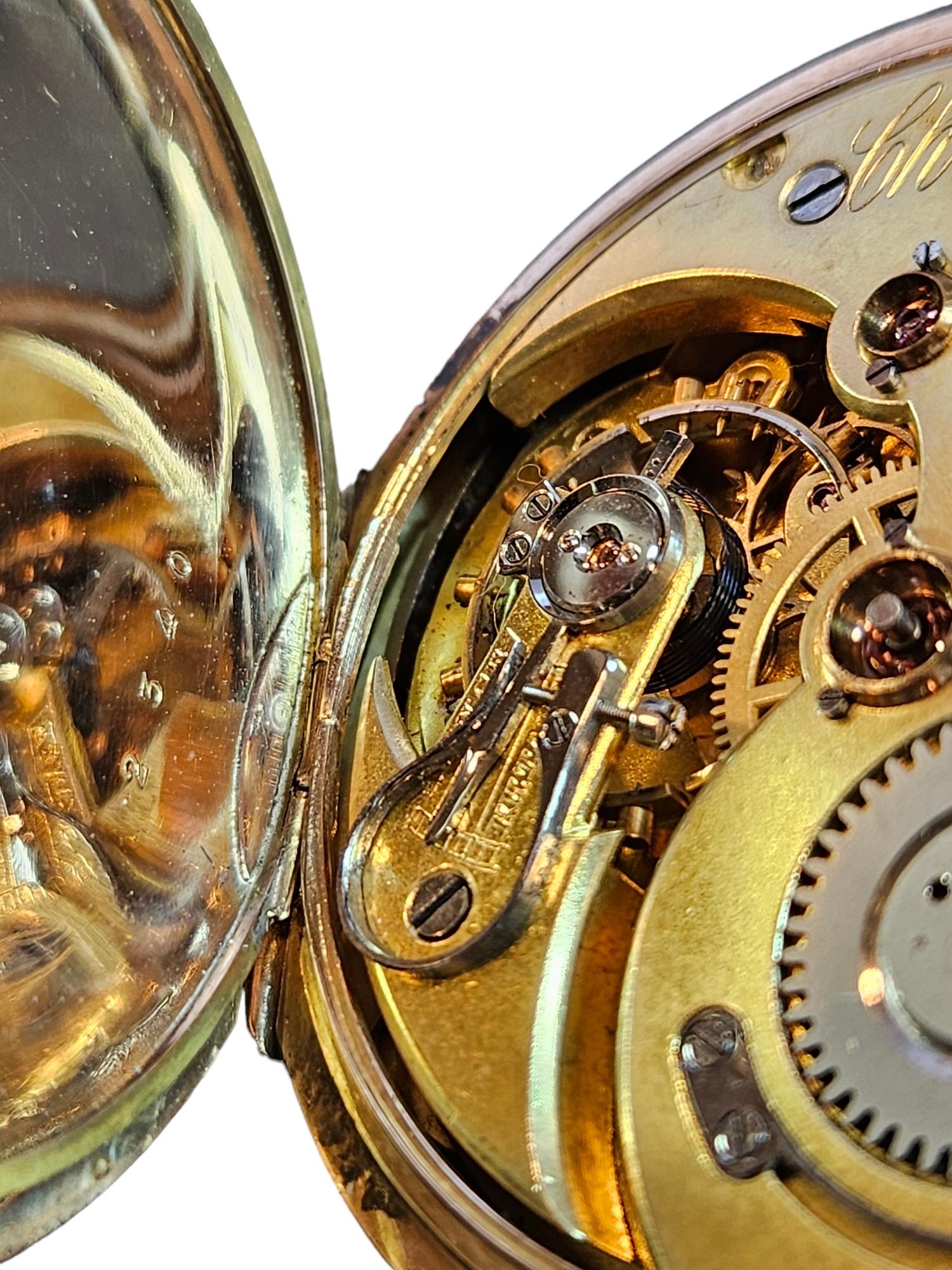 14 kt. Pink Gold chronomètre Pocket Watch Cilinder Balance Helical Hairspring For Sale 7