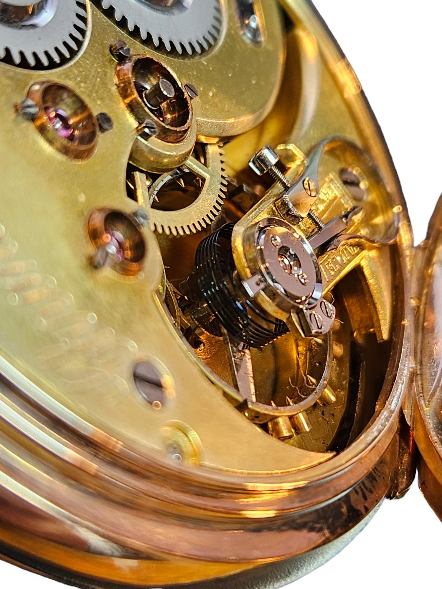 14 kt. Pink Gold chronomètre Pocket Watch Cilinder Balance Helical Hairspring For Sale 10