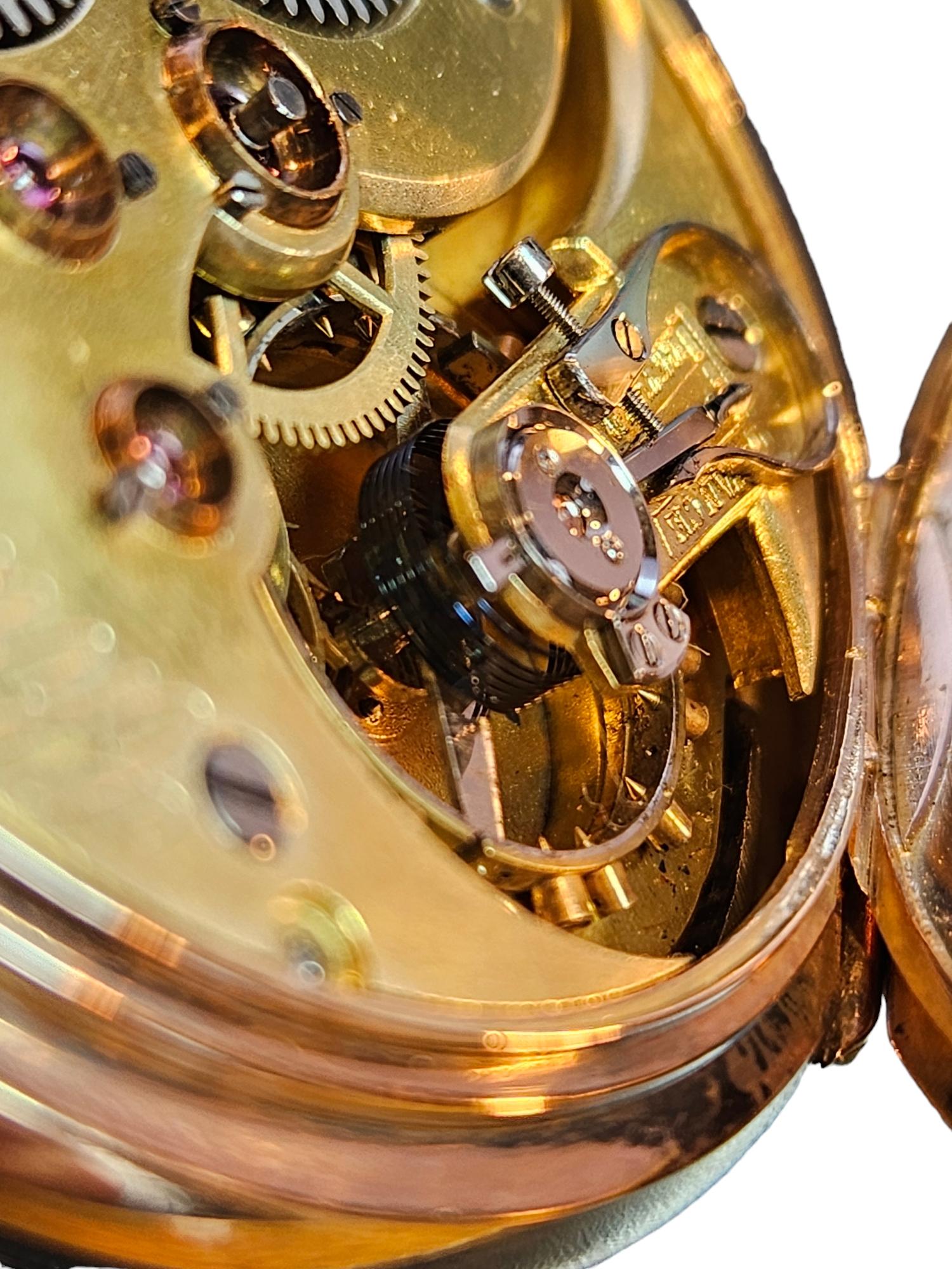 14 kt. Pink Gold chronomètre Pocket Watch Cilinder Balance Helical Hairspring For Sale 13