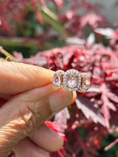 14 Kt Rose Gold 2.75ct. Morganite and .75ct Diamond Halo Ring (10mm wide)