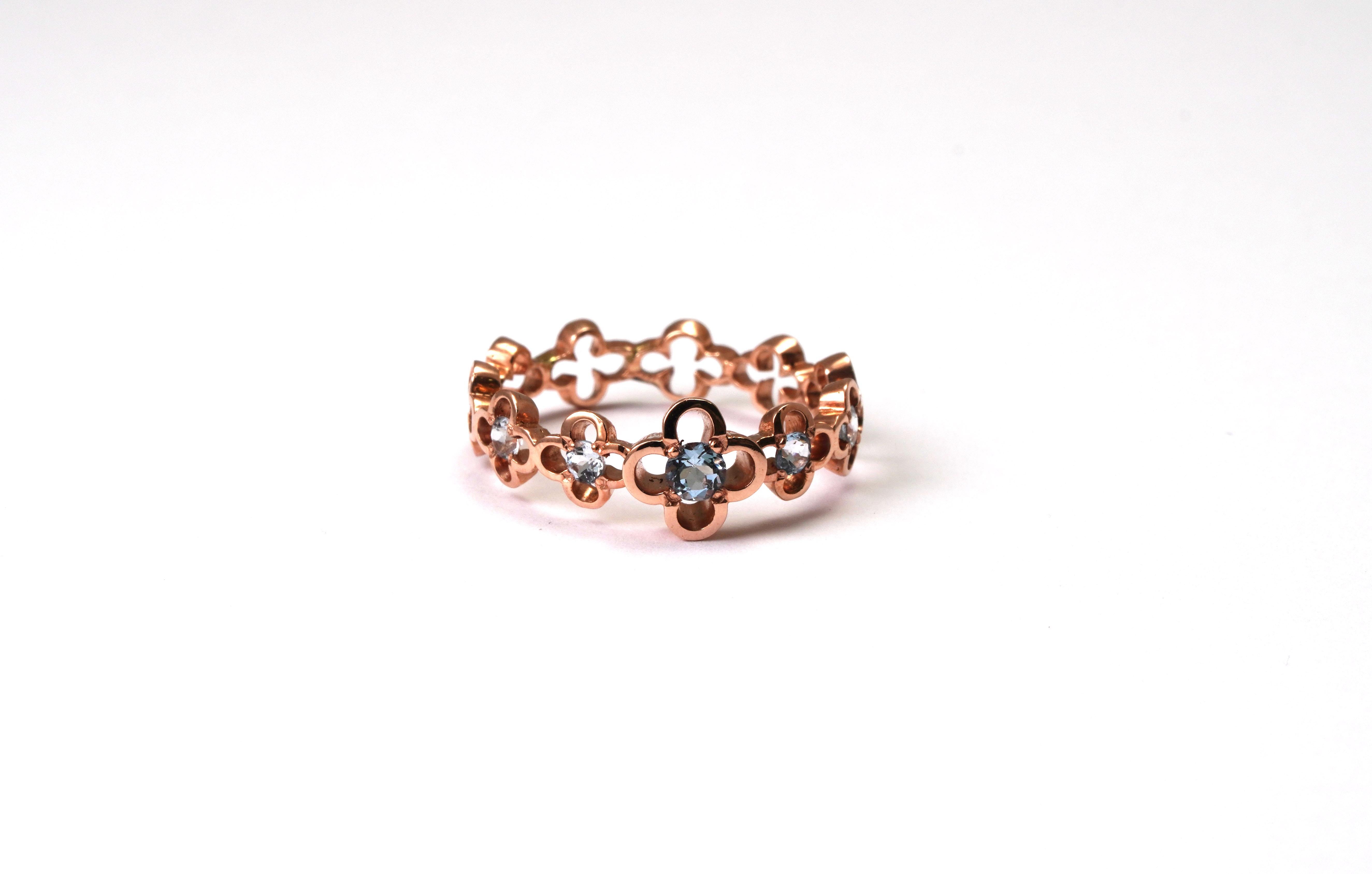 Modern 14 Kt Rose Gold Aquamarine Ring For Sale