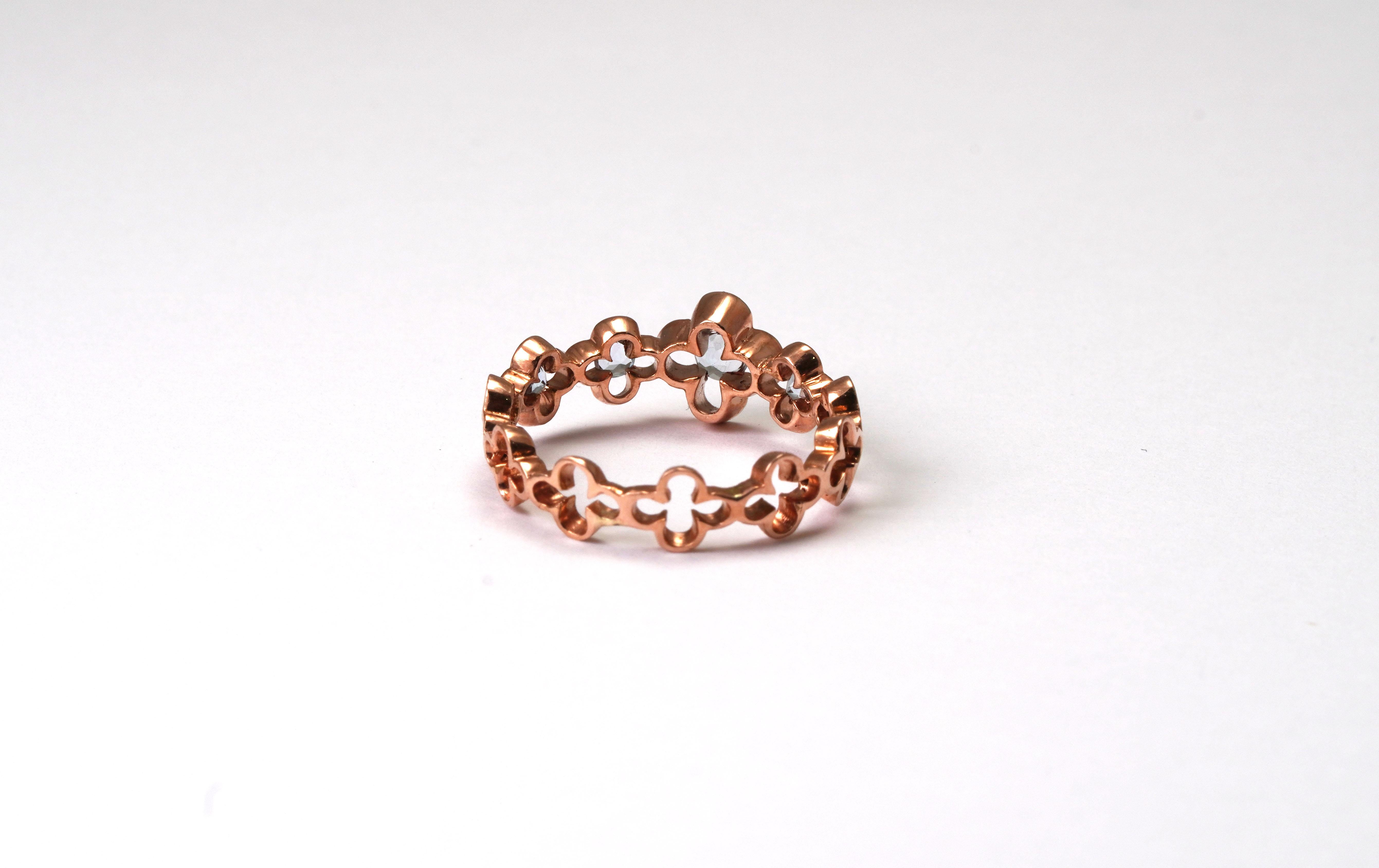 14 Kt Rose Gold Aquamarine Ring In New Condition For Sale In София, BG