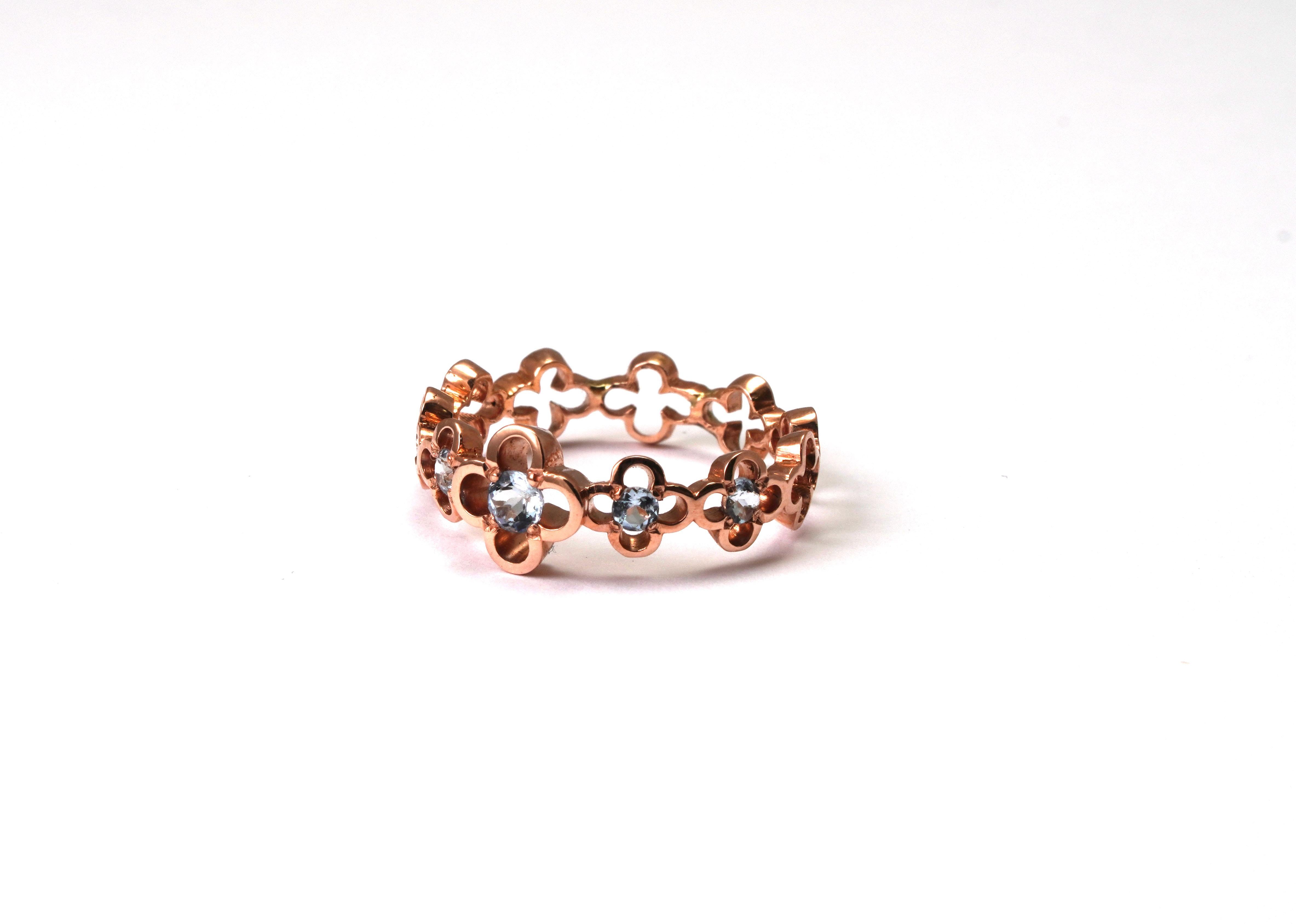 Women's 14 Kt Rose Gold Aquamarine Ring For Sale