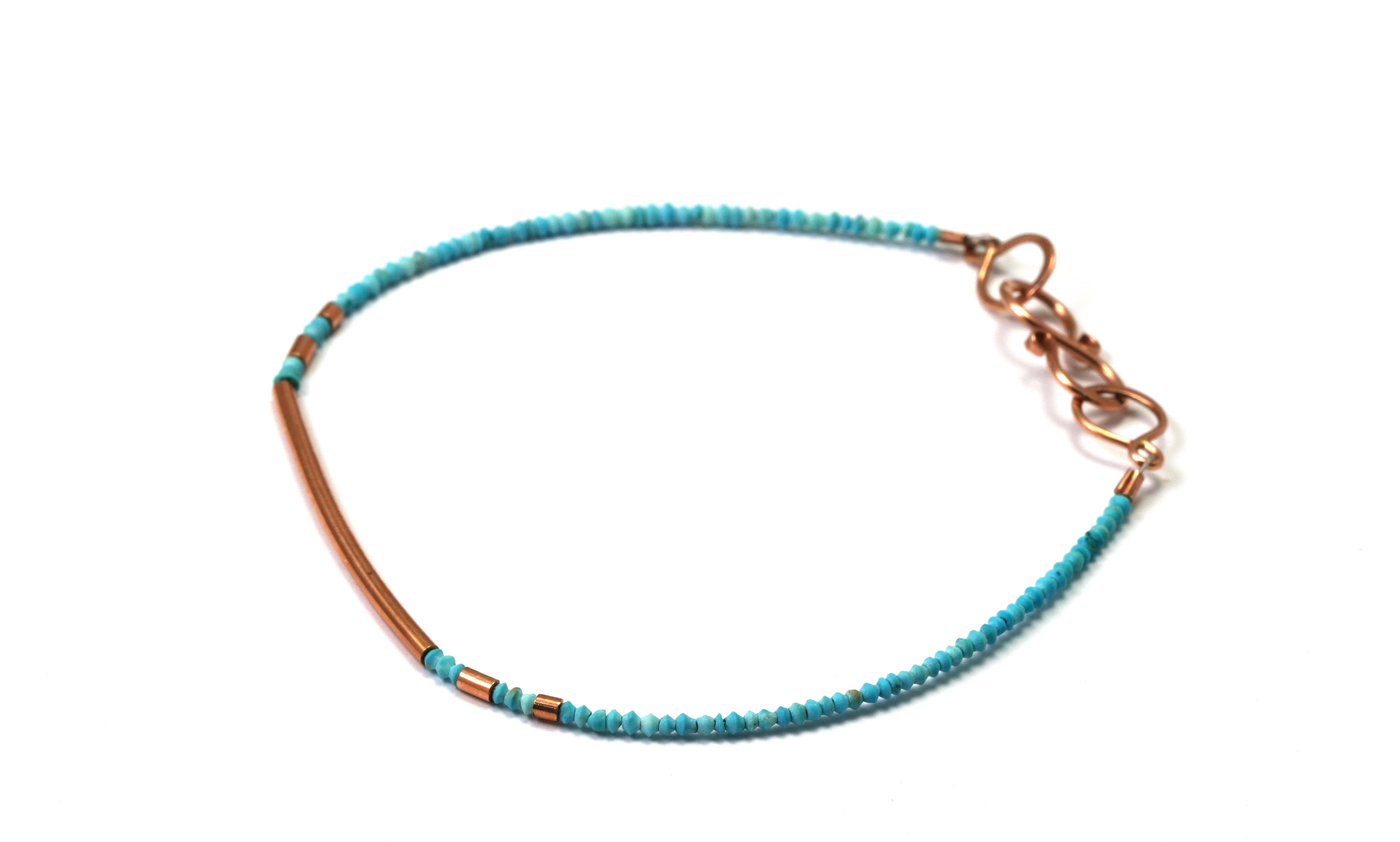Modern 14 kt Rose Gold Turquoise Bracelet For Sale