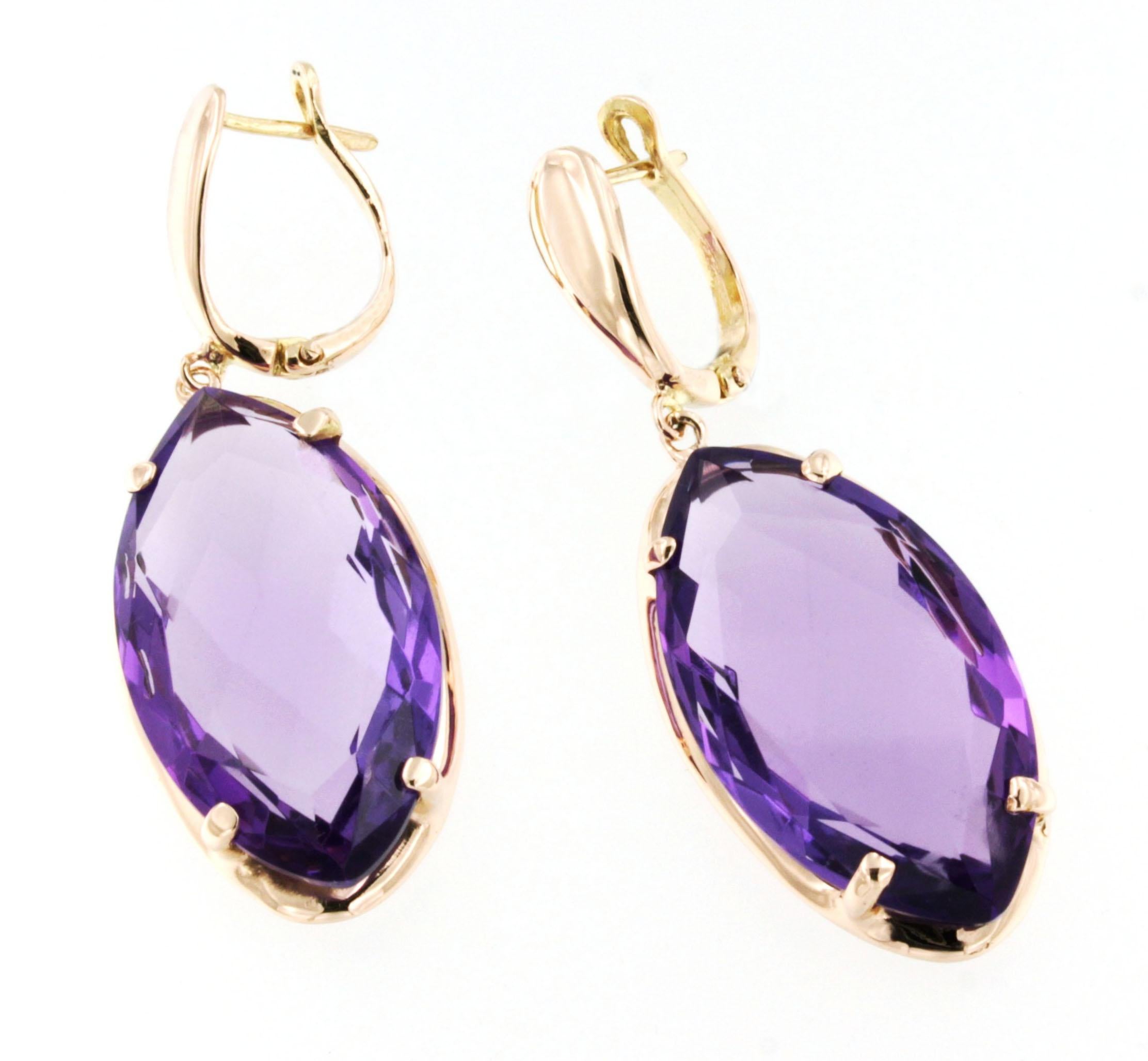 Earrings in rose gold 14 Karat with hydrothermal Amethyst (marquise cut, size: 16x28 mm)

All Stanoppi Jewelry is new and has never been previously owned or worn. Each item will arrive at your door beautifully gift wrapped in Stanoppi  boxes, put
