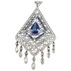 14 Karat Sapphire and Diamond Lavalier, circa 1920