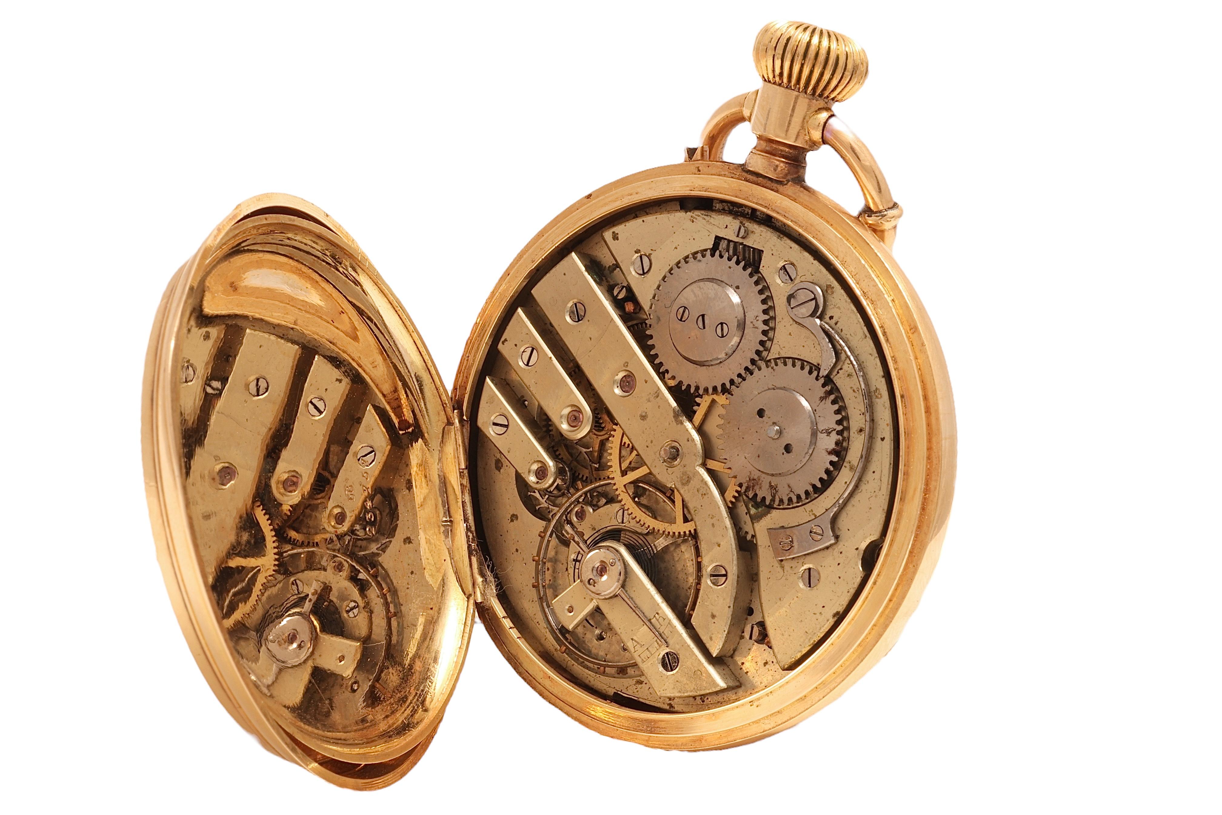 14 Kt Solid Gold Heavy Hunter Case Manual Winding Pocket Watch  For Sale 3