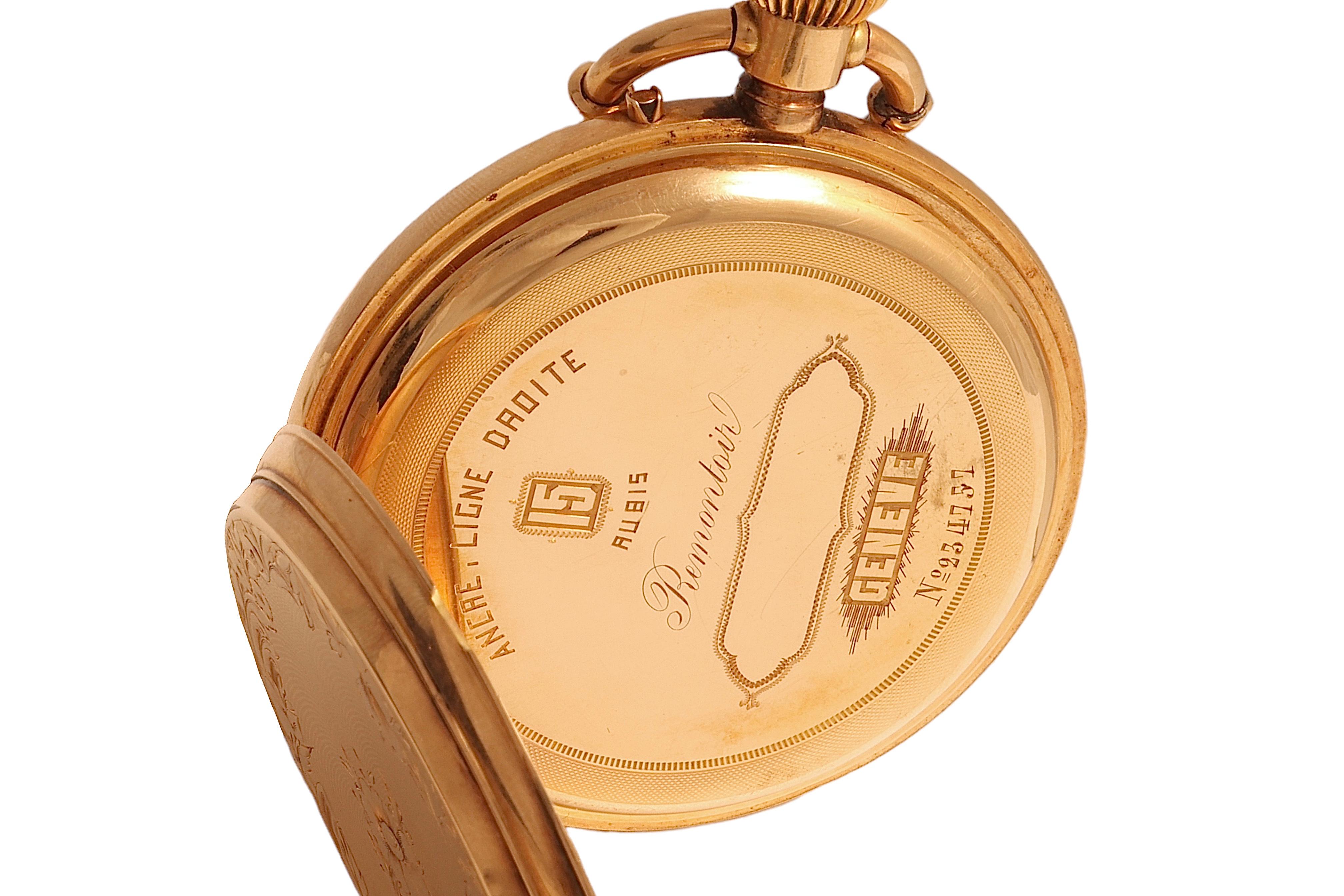 14 Kt Solid Gold Heavy Hunter Case Manual Winding Pocket Watch  For Sale 4