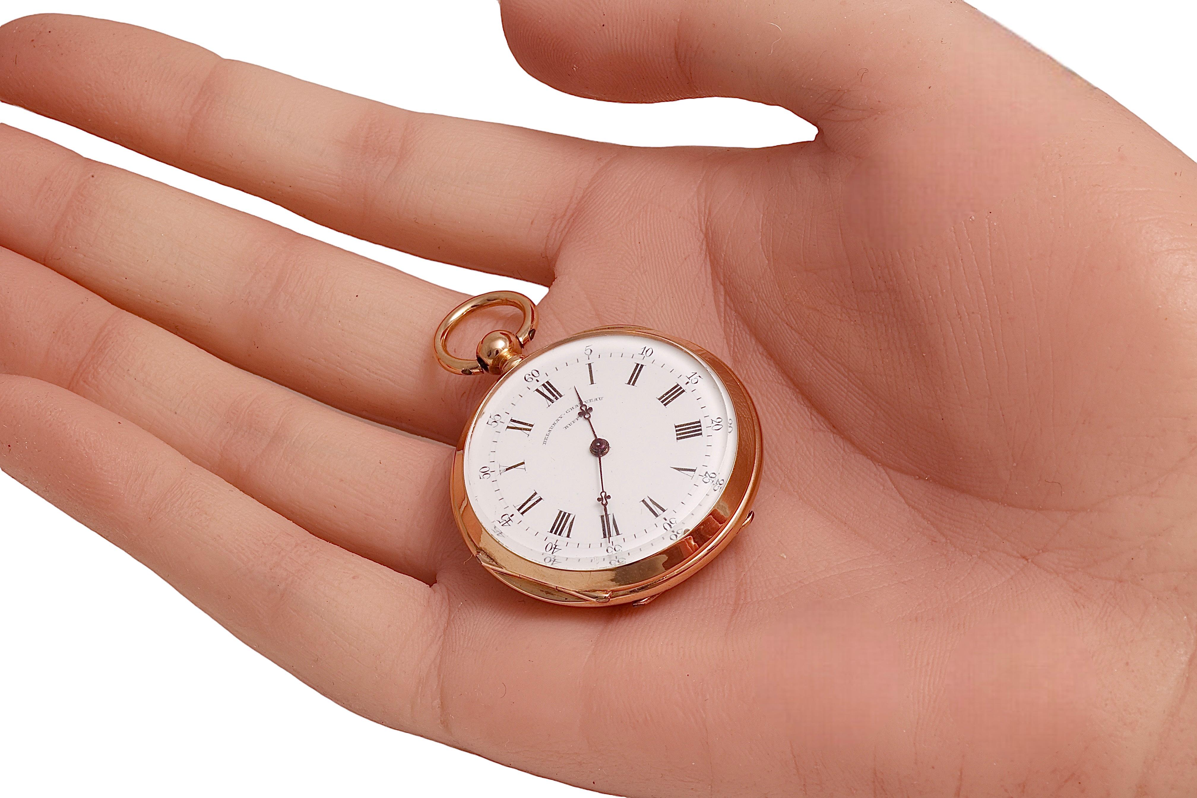 14 Kt Solid Pink Gold Delaunay Chauveau Ruffec pocket watch For Sale 6