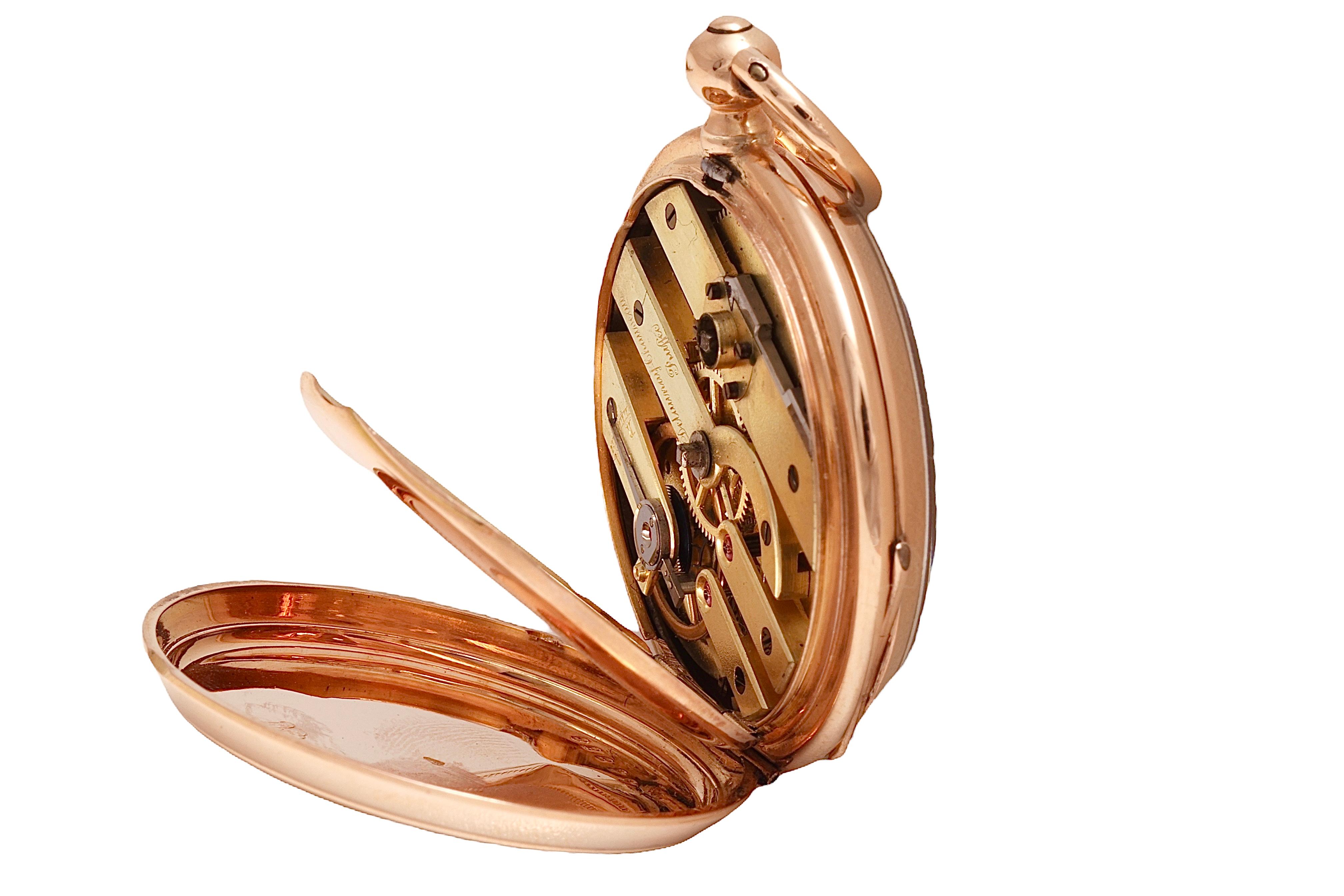 14 Kt Solid Pink Gold Delaunay Chauveau Ruffec pocket watch In Excellent Condition For Sale In Antwerp, BE