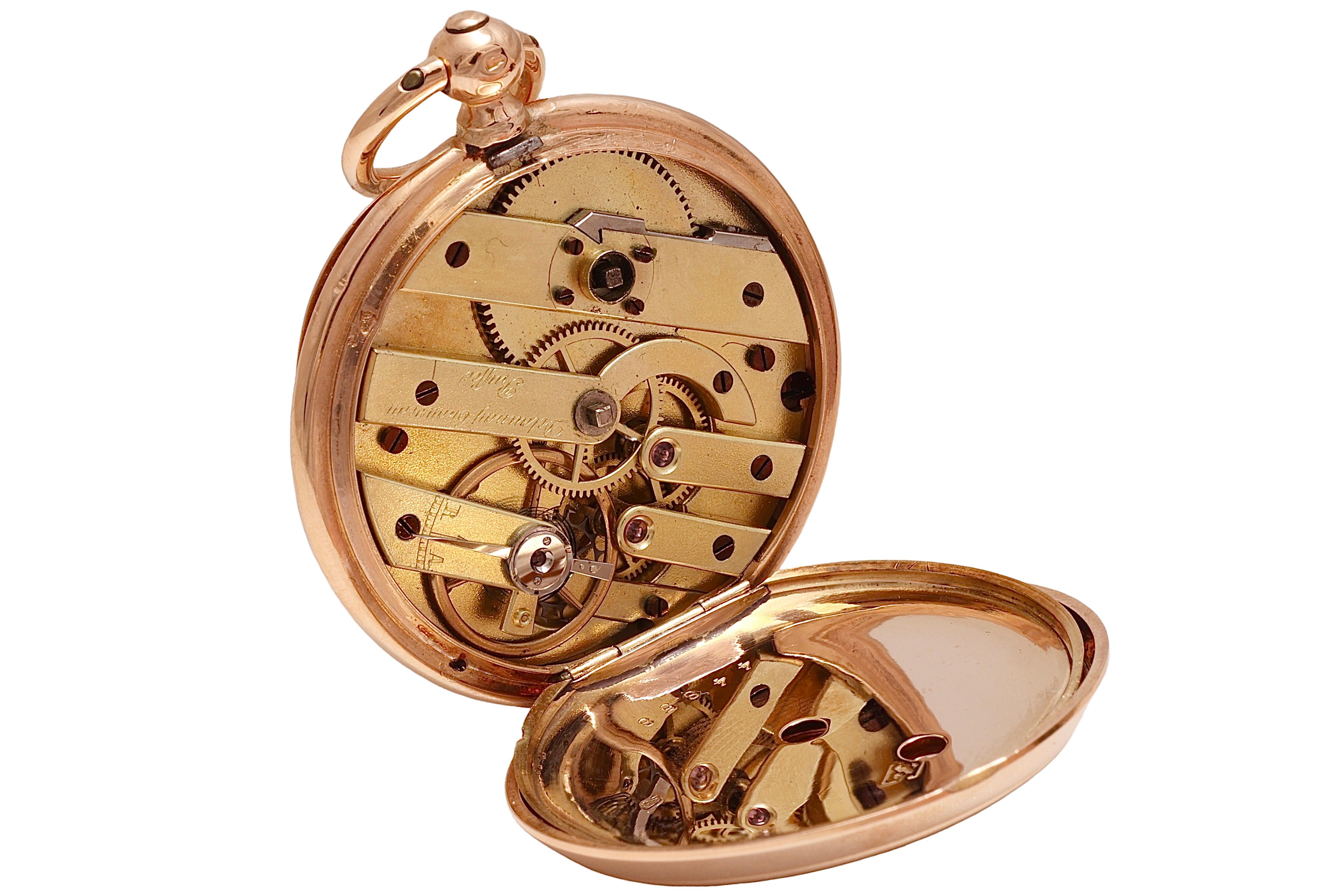 Women's or Men's 14 Kt Solid Pink Gold Delaunay Chauveau Ruffec pocket watch For Sale