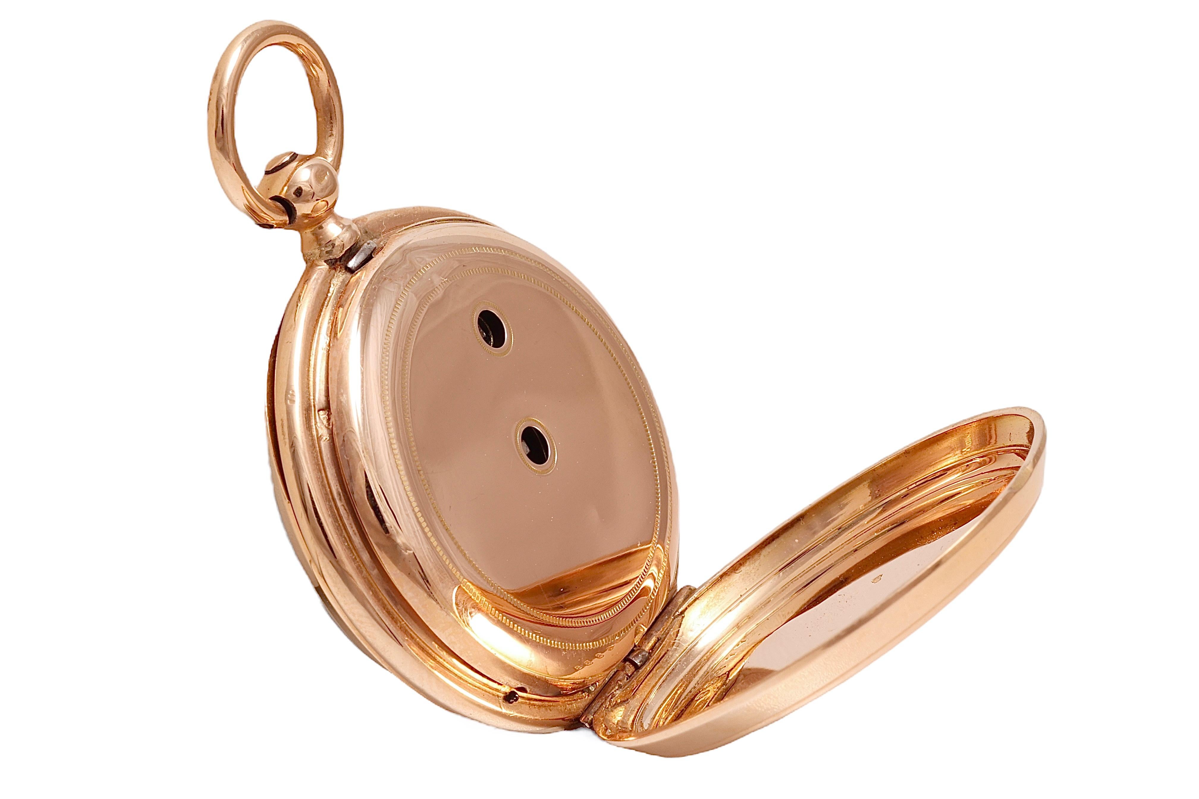 14 Kt massive rosa Gold Delaunay Chauveau Ruffec Taschenuhr im Angebot 2