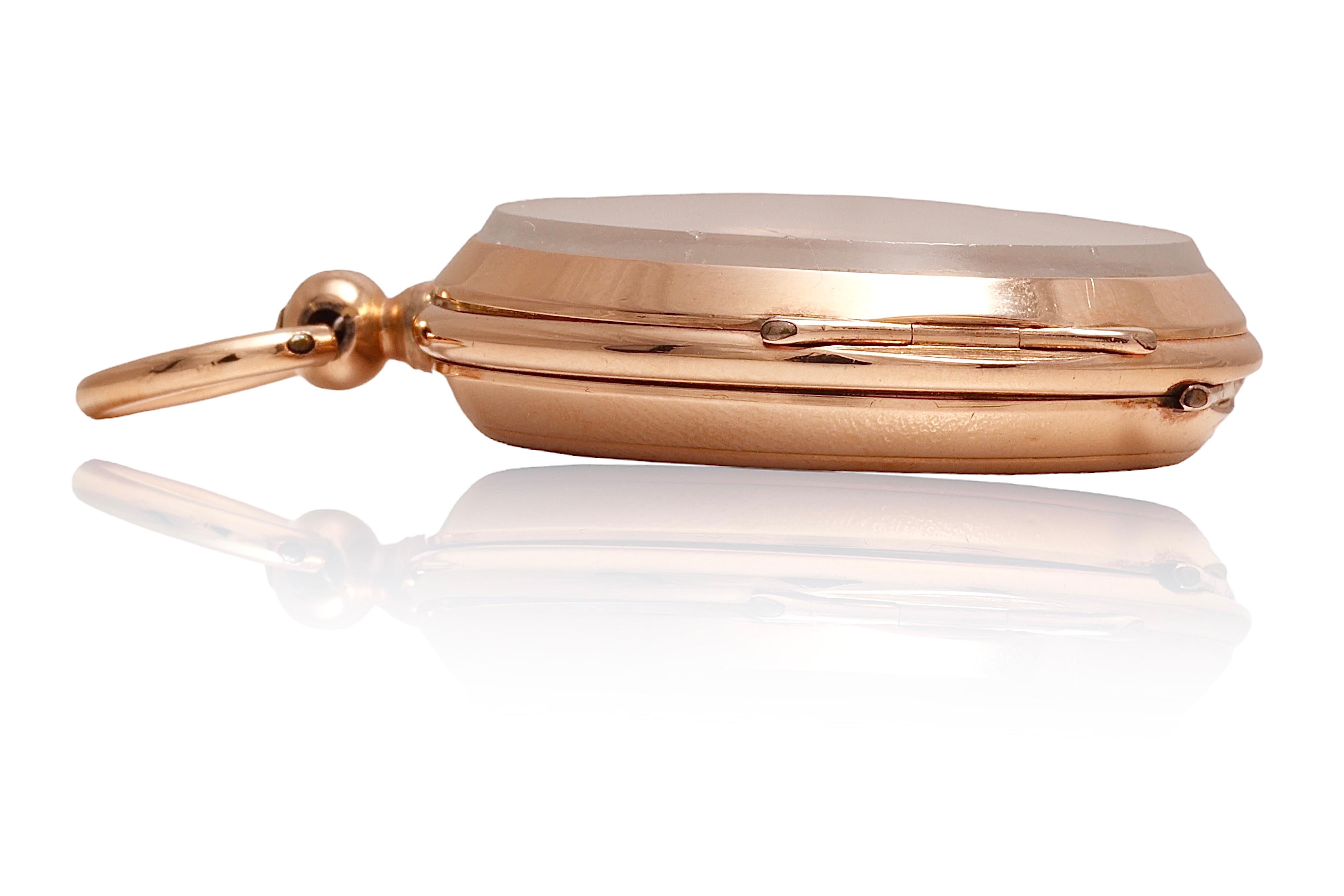 Montre de poche Delaunay Chauveau à volants en or rose massif 14 carats en vente 3