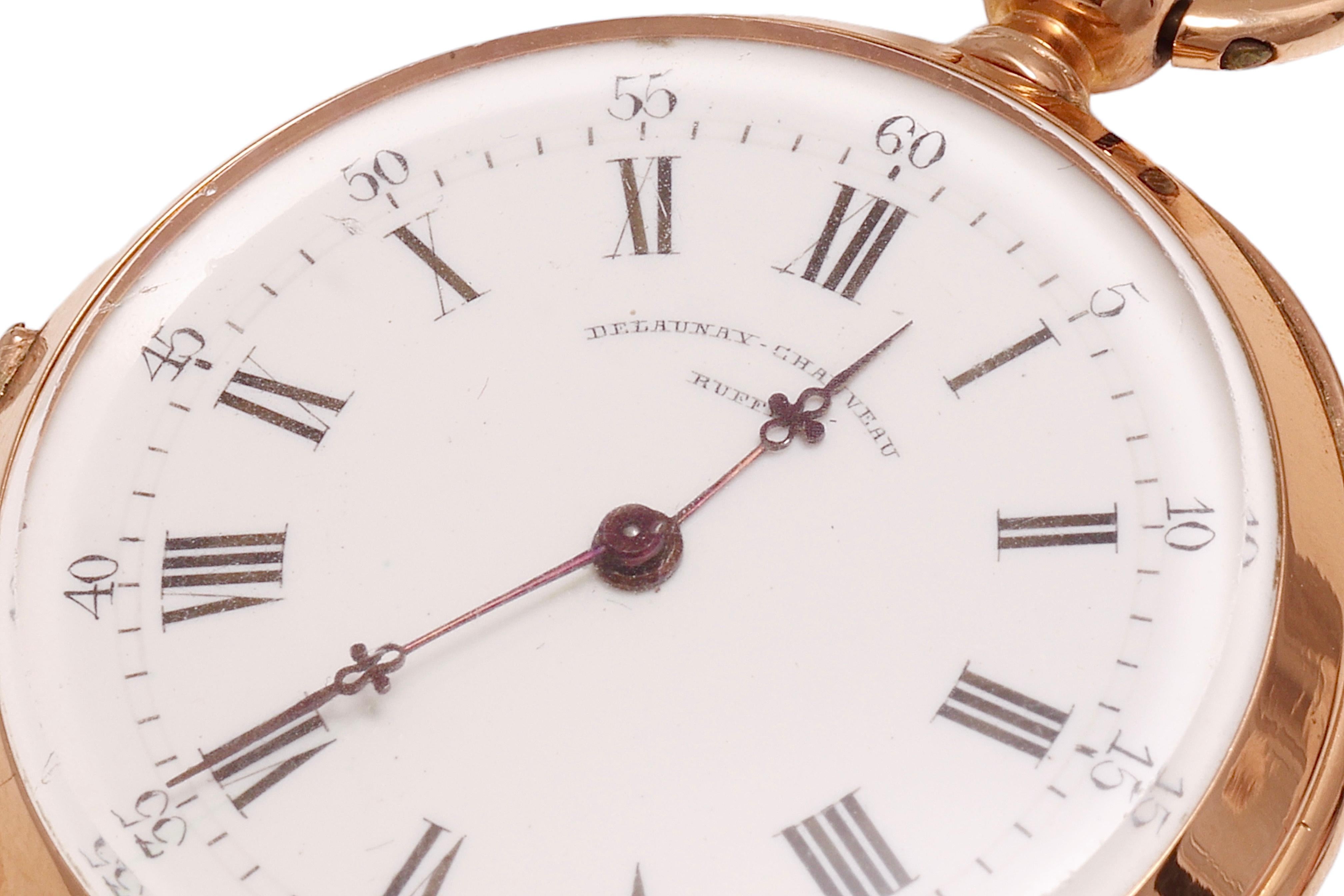 14 Kt Solid Pink Gold Delaunay Chauveau Ruffec pocket watch For Sale 4