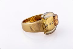 Bague à boucle rétro tricolore en or 14 carats, symbole d'union