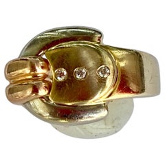Bague à boucle rétro tricolore en or 14 carats, symbole d'union