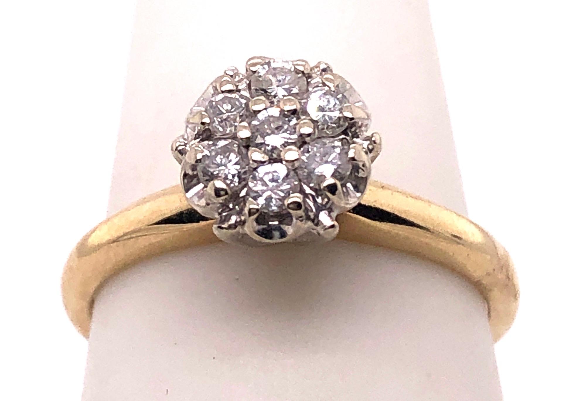 14 Karat Two-Tone Gold Contemporary Diamond Cluster Engagement Ring 0.40 TDW In Good Condition For Sale In Stamford, CT