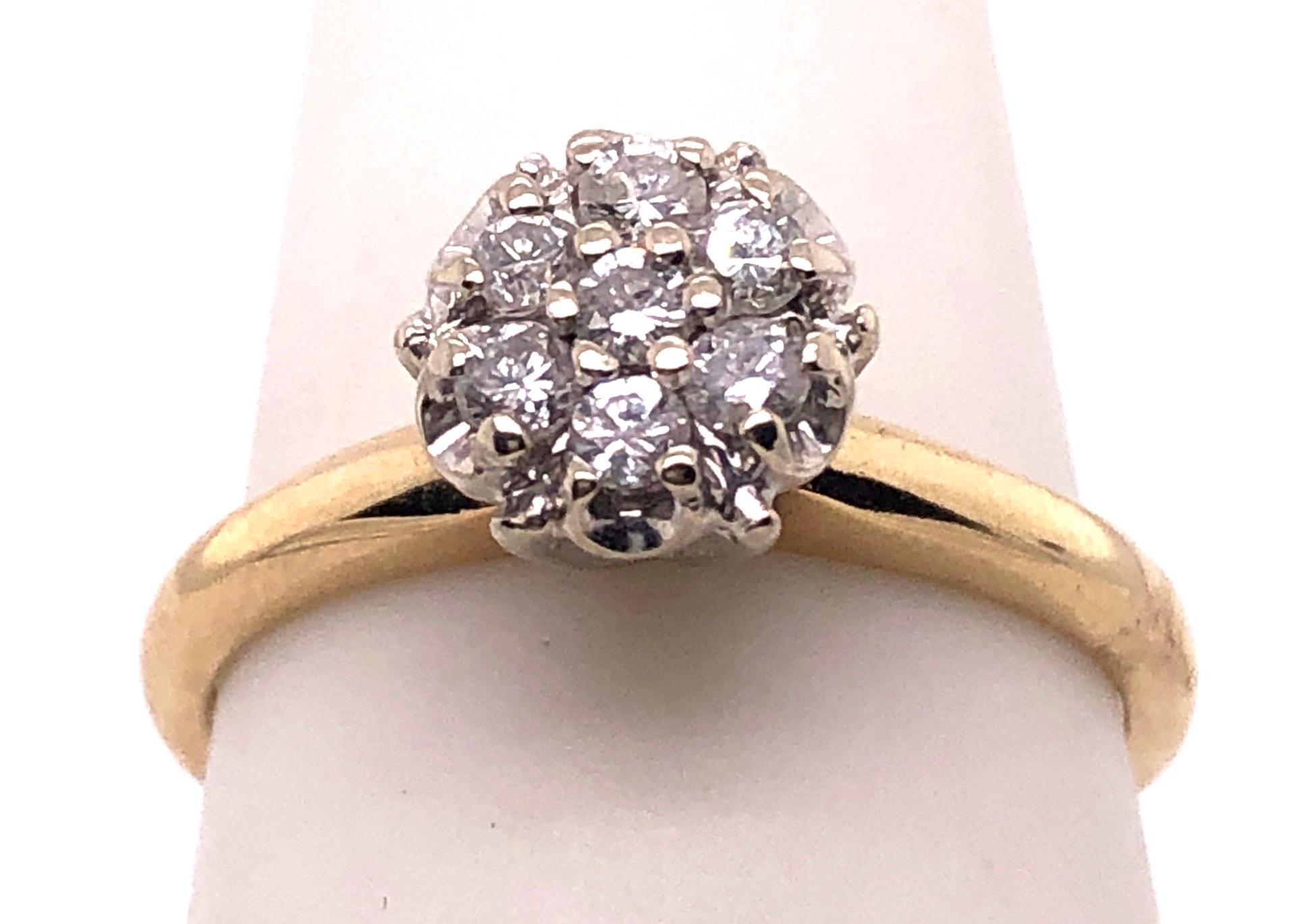 14 Karat Two-Tone Gold Contemporary Diamond Cluster Engagement Ring 0.40 TDW In Good Condition For Sale In Manhasset, NY