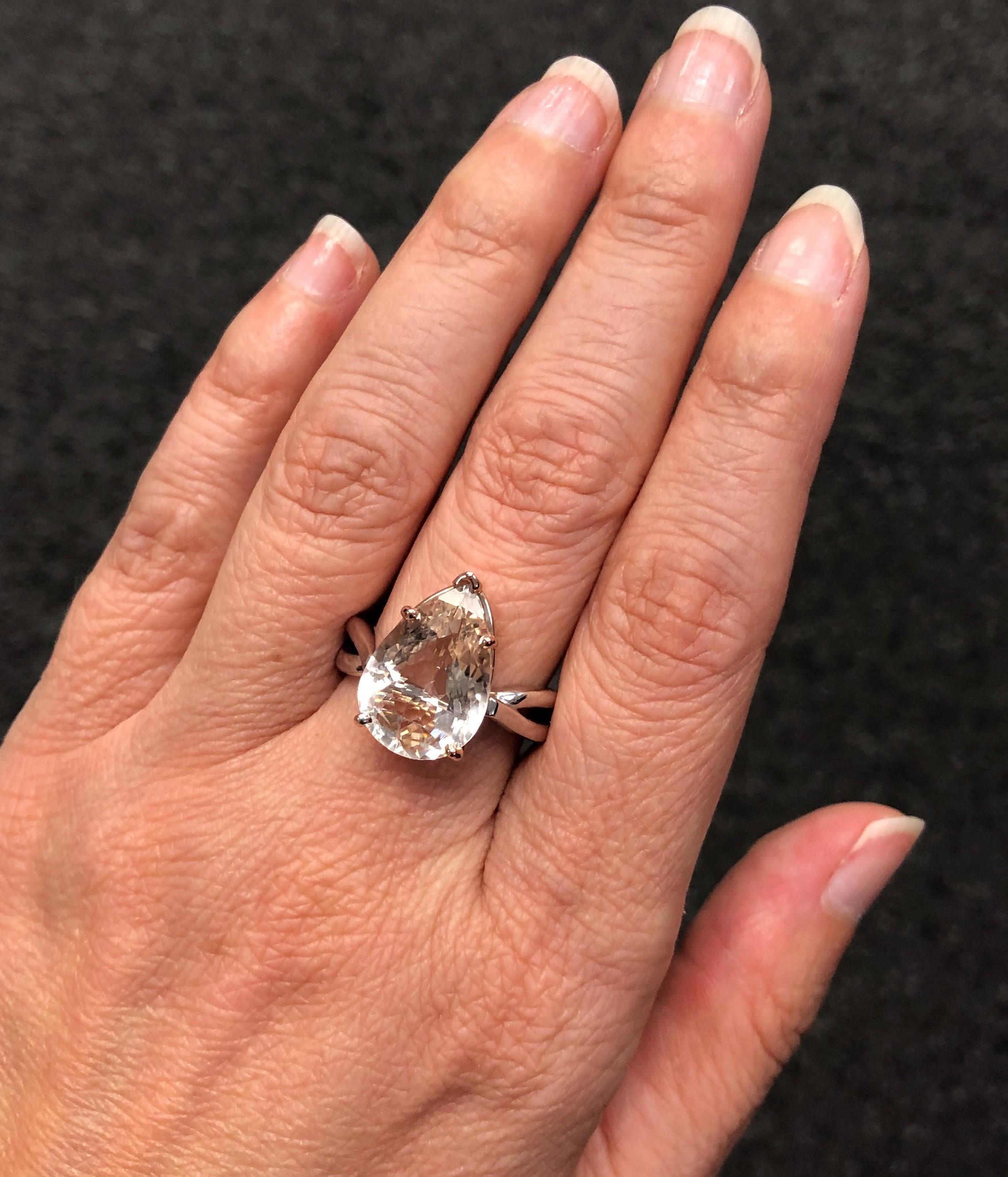 14 KT White and Rose Gold Pear Shaped Pink Topaz Ring 2
