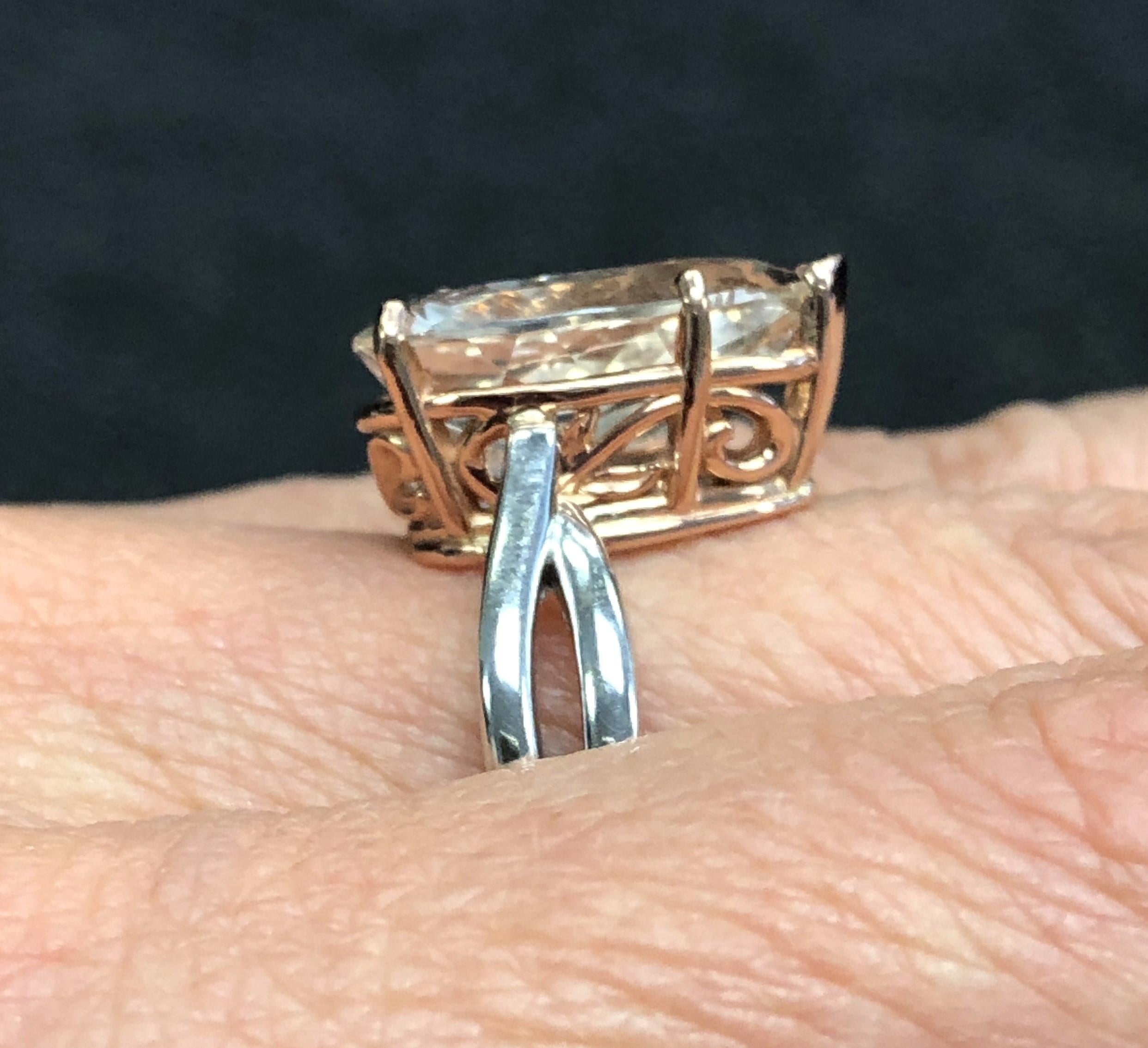 14 KT White and Rose Gold Pear Shaped Pink Topaz Ring 3