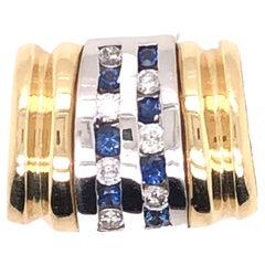 14 KT White and Yellow Gold Alternating Sapphire and Diamond Slide Pendant