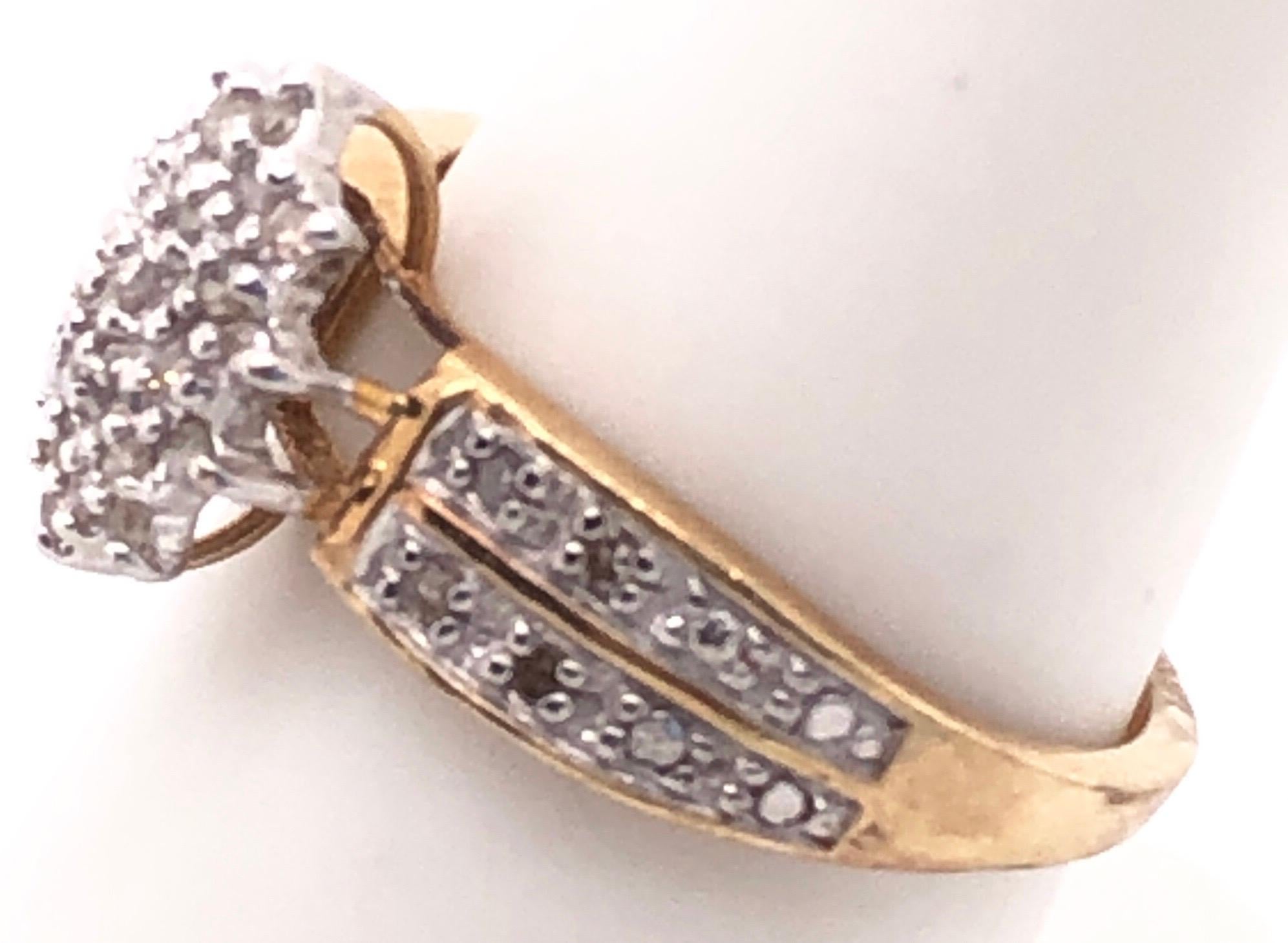 14 Karat White and Yellow Gold Engagement Ring with Center Diamond Cluster In Good Condition For Sale In Stamford, CT