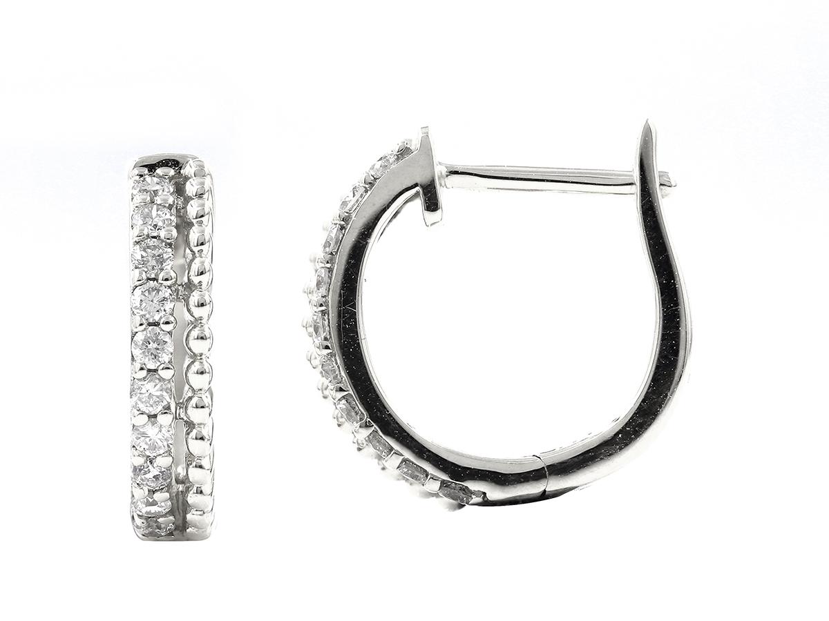 14 kt  Oro bianco - Diamante (naturale) da 0,21 ct. a doppia fila Huggie In condizioni Nuovo in vendita a Antwerp, BE