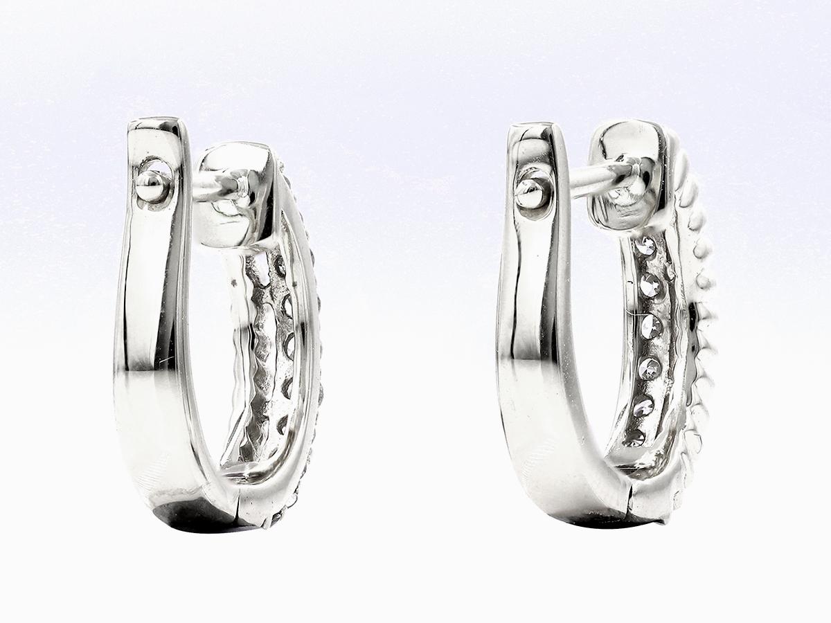 14 kt  Oro bianco - Diamante (naturale) da 0,21 ct. a doppia fila Huggie in vendita 1