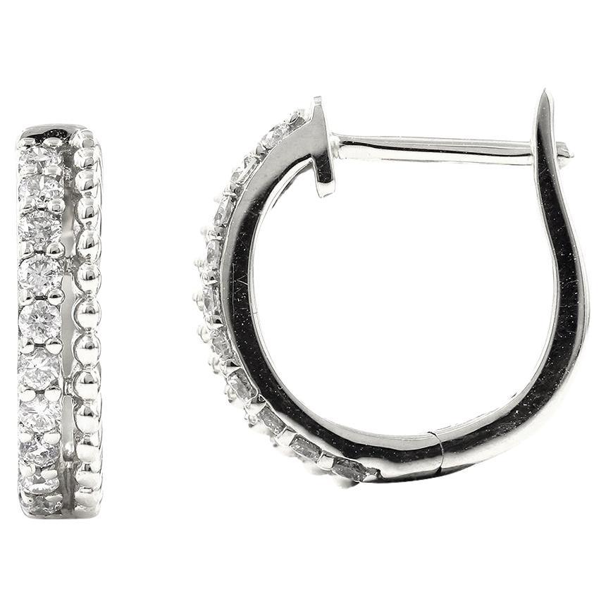 14 kt  Or blanc - 0,21ct Diamant (Nature) Double Row Huggie