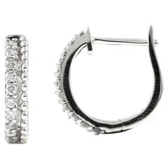 14 kt  Or blanc - 0,21ct Diamant (Nature) Double Row Huggie