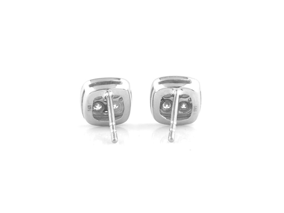Oro bianco 14 kt - Orecchini con perno a cuscino con pavé da 0,32 carati (diamante naturale) in vendita 3