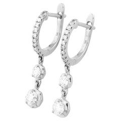 14 kt White gold - 0.44ct (Natural Diamond ) Graduated Sparkle Earrings