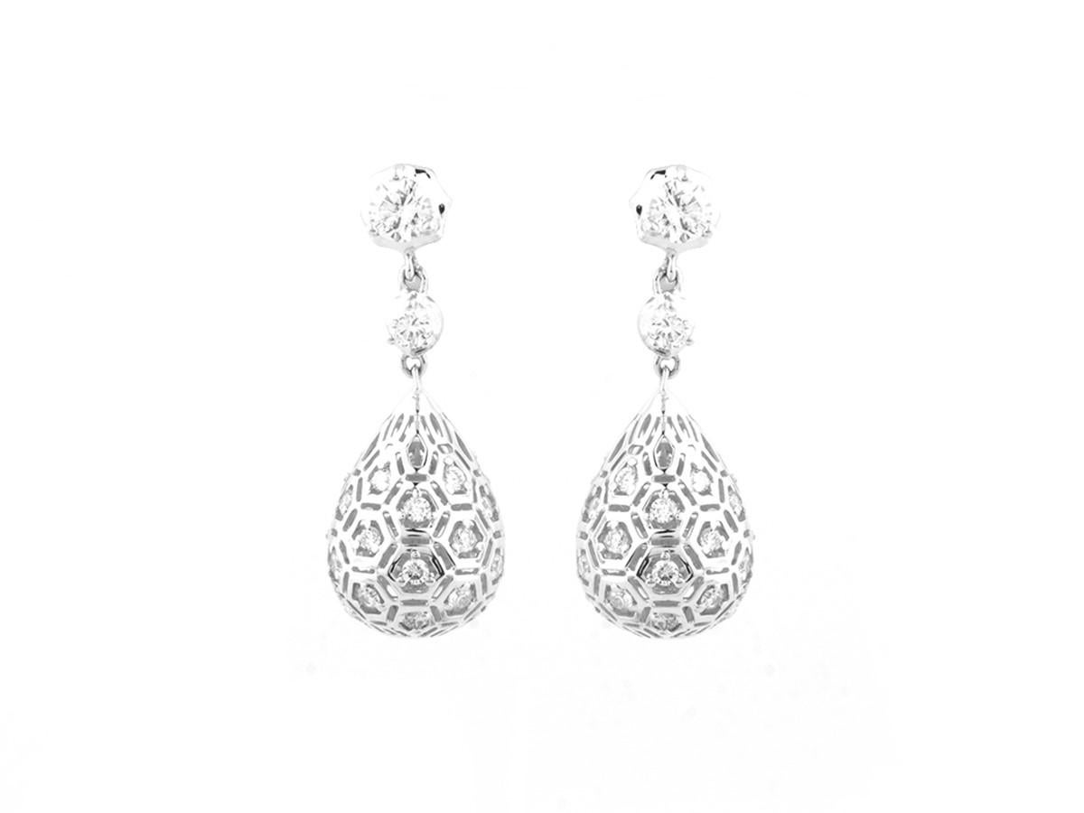 Matériau :  Or blanc 14KT
Poids de l'or : 1,70 gramme
Taille des boucles d'oreilles : 2cmX1cm
Avec : Diamant 
Pierre : 64 diamants naturels

Carat de diamant : 0.53
Couleur du diamant :  GH
Clarté du diamant :  SI
Taille du diamant :  Coupe