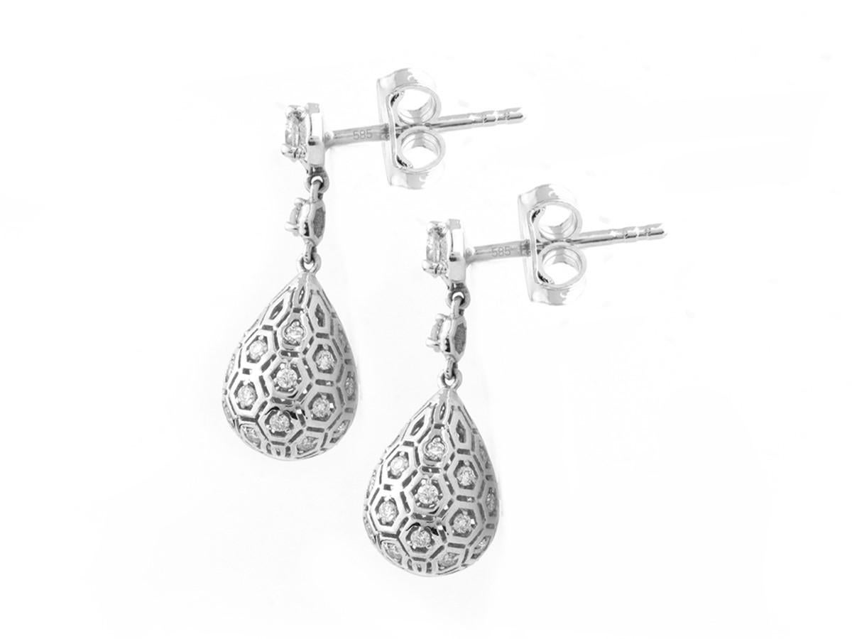 Moderne 14 kt. Gouttes 'Honeycomb Harmony' en or blanc 0,53ct (Diamant Naturel)