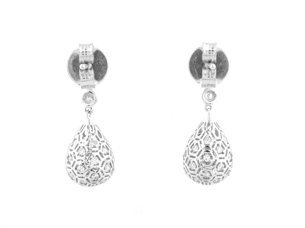 14 kt. Gouttes 'Honeycomb Harmony' en or blanc 0,53ct (Diamant Naturel)