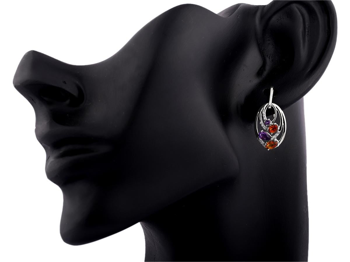 Or blanc 14 kt 1.24ct Améthyste et Citrine - 